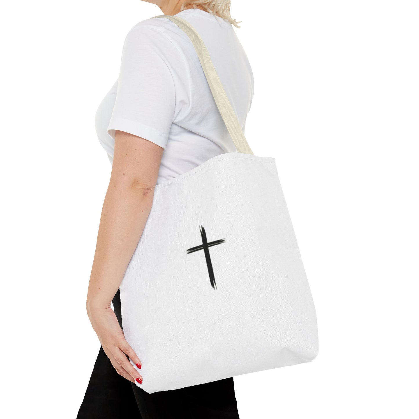 Minimalist Cross Design Tote Bag - Stylish Faith-Inspired Carryall