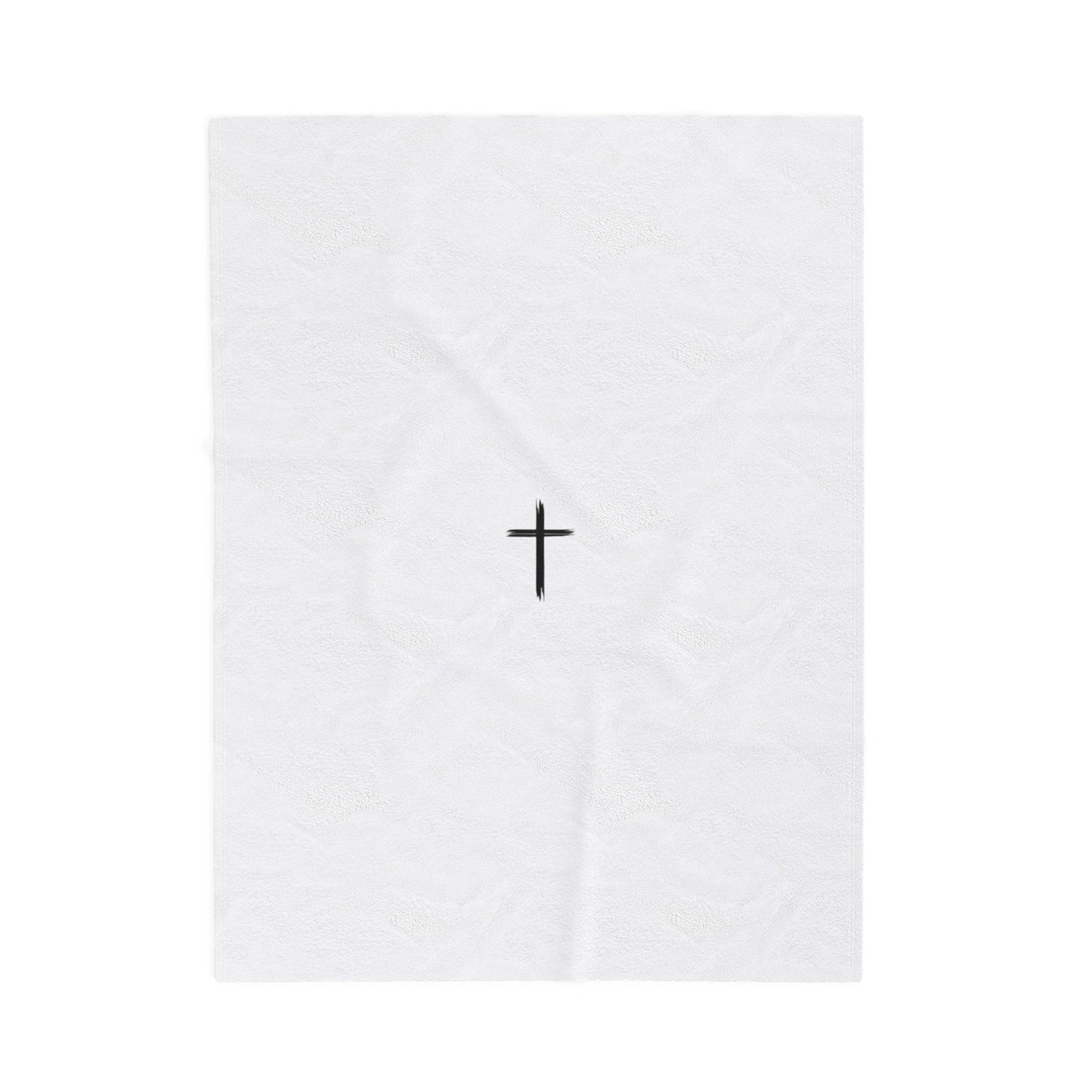 Cozy Velveteen Plush Blanket with Cross Design | Ideal for Spiritual Comfort and Home Decor