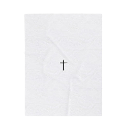 Cozy Velveteen Plush Blanket with Cross Design | Ideal for Spiritual Comfort and Home Decor