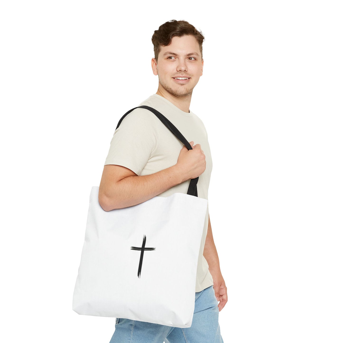 Minimalist Cross Design Tote Bag - Stylish Faith-Inspired Carryall