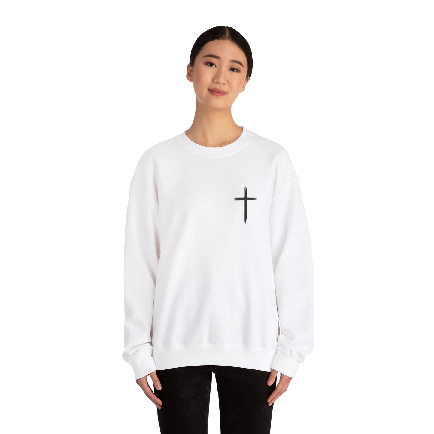 Faith-Inspired Unisex Crewneck Sweatshirt - Minimalist Cross Design