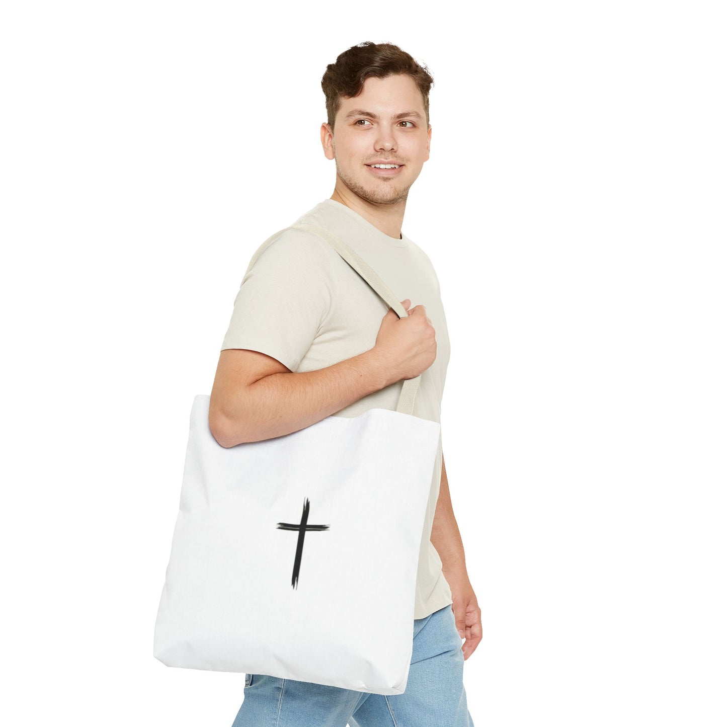 Minimalist Cross Design Tote Bag - Stylish Faith-Inspired Carryall