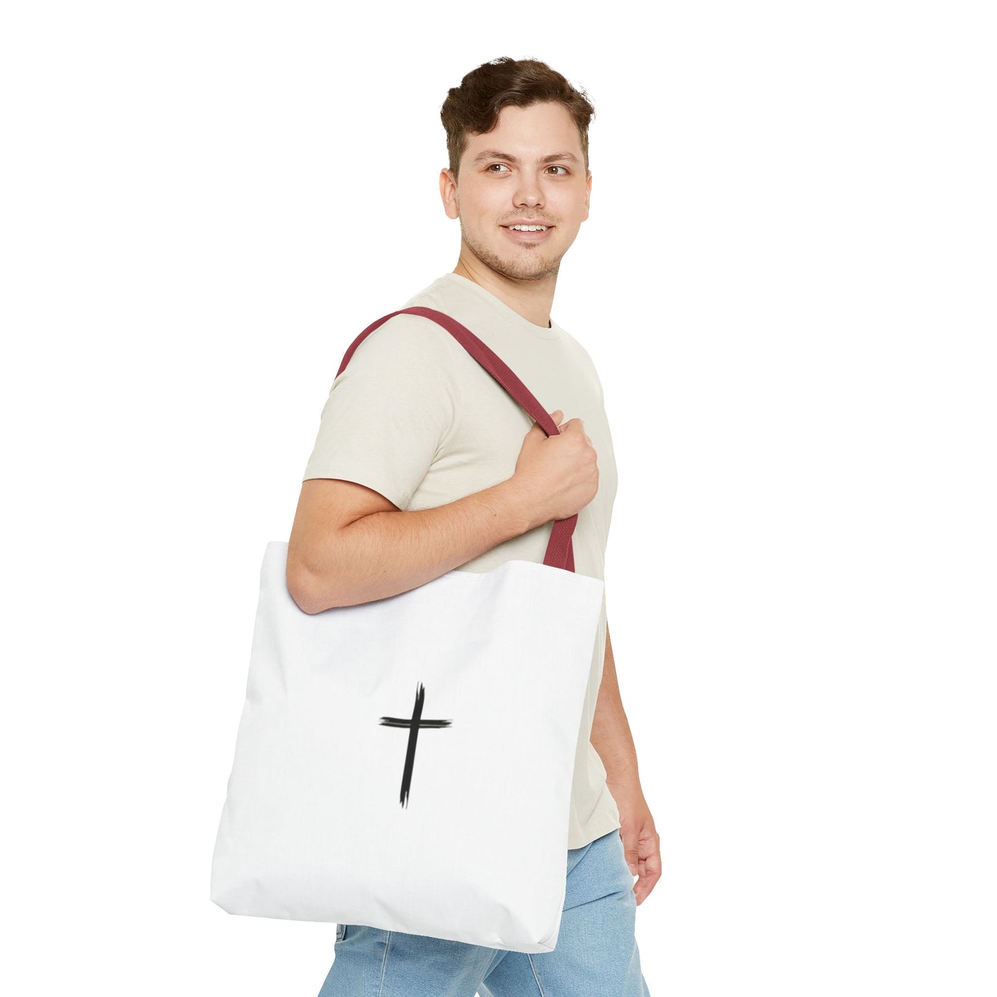 Minimalist Cross Design Tote Bag - Stylish Faith-Inspired Carryall