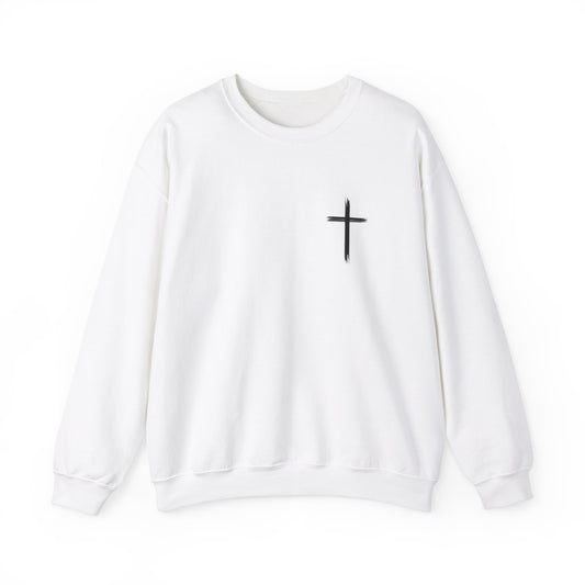 Faith-Inspired Unisex Crewneck Sweatshirt - Minimalist Cross Design