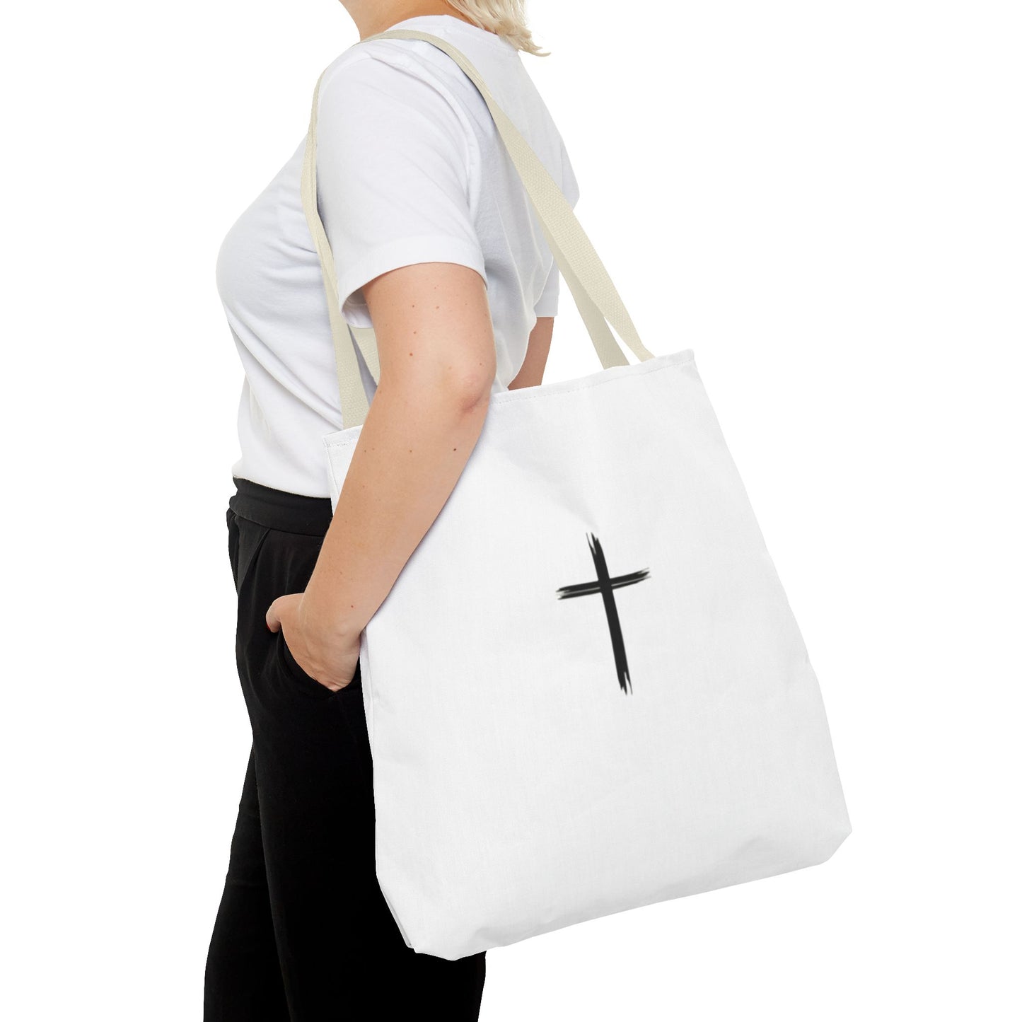 Minimalist Cross Design Tote Bag - Stylish Faith-Inspired Carryall