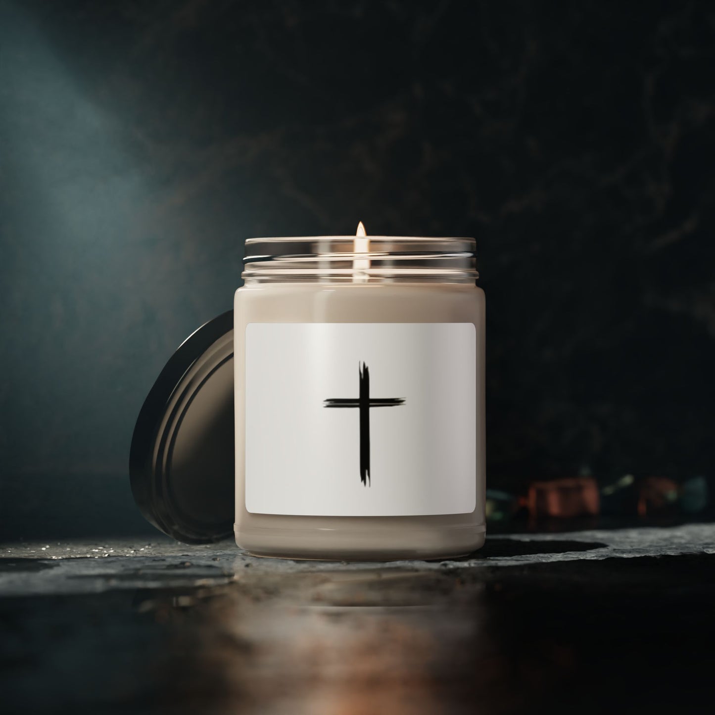 Minimalist Cross Scented Soy Candle - 9oz