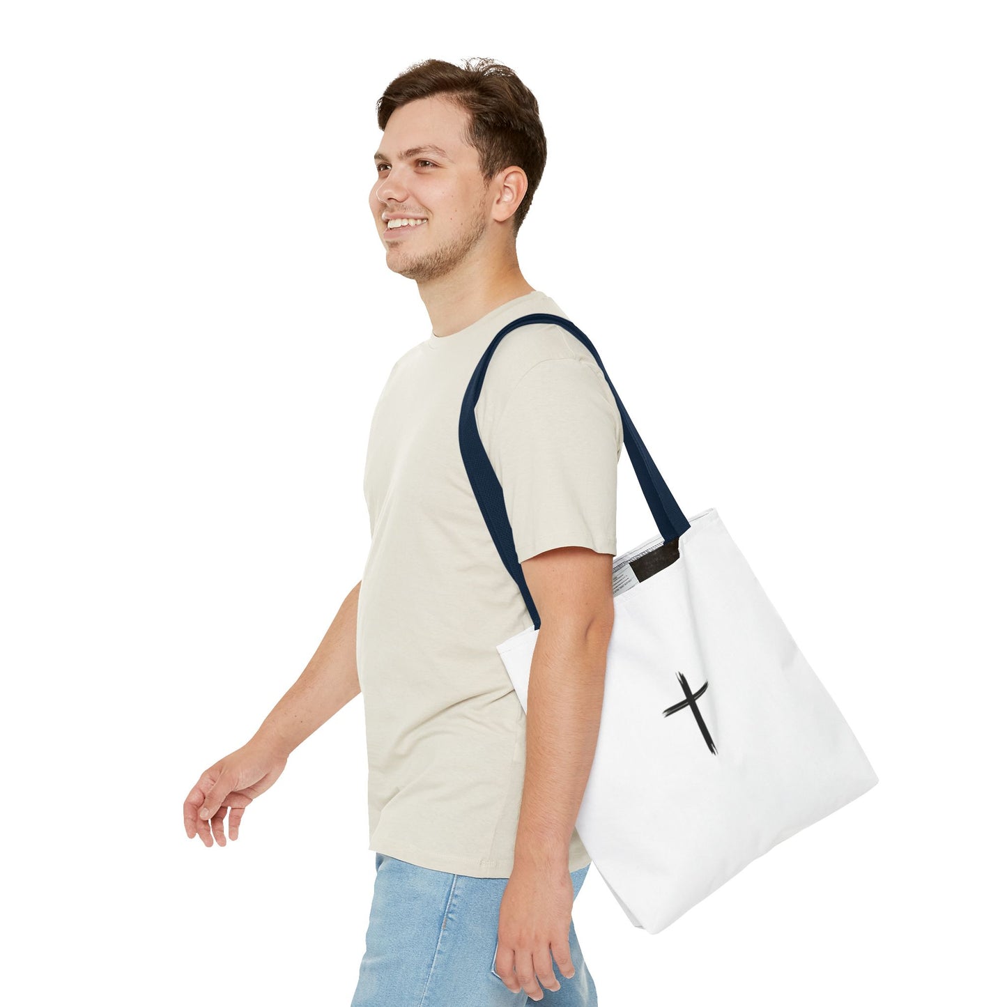 Minimalist Cross Design Tote Bag - Stylish Faith-Inspired Carryall