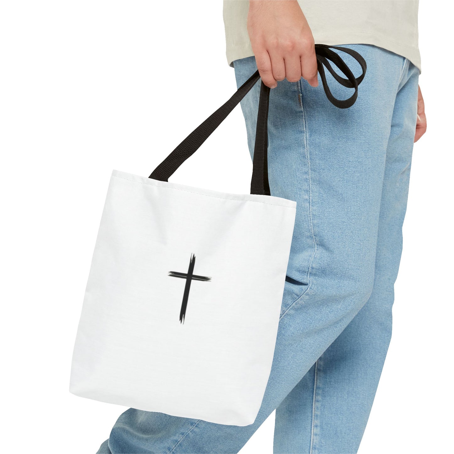 Minimalist Cross Design Tote Bag - Stylish Faith-Inspired Carryall