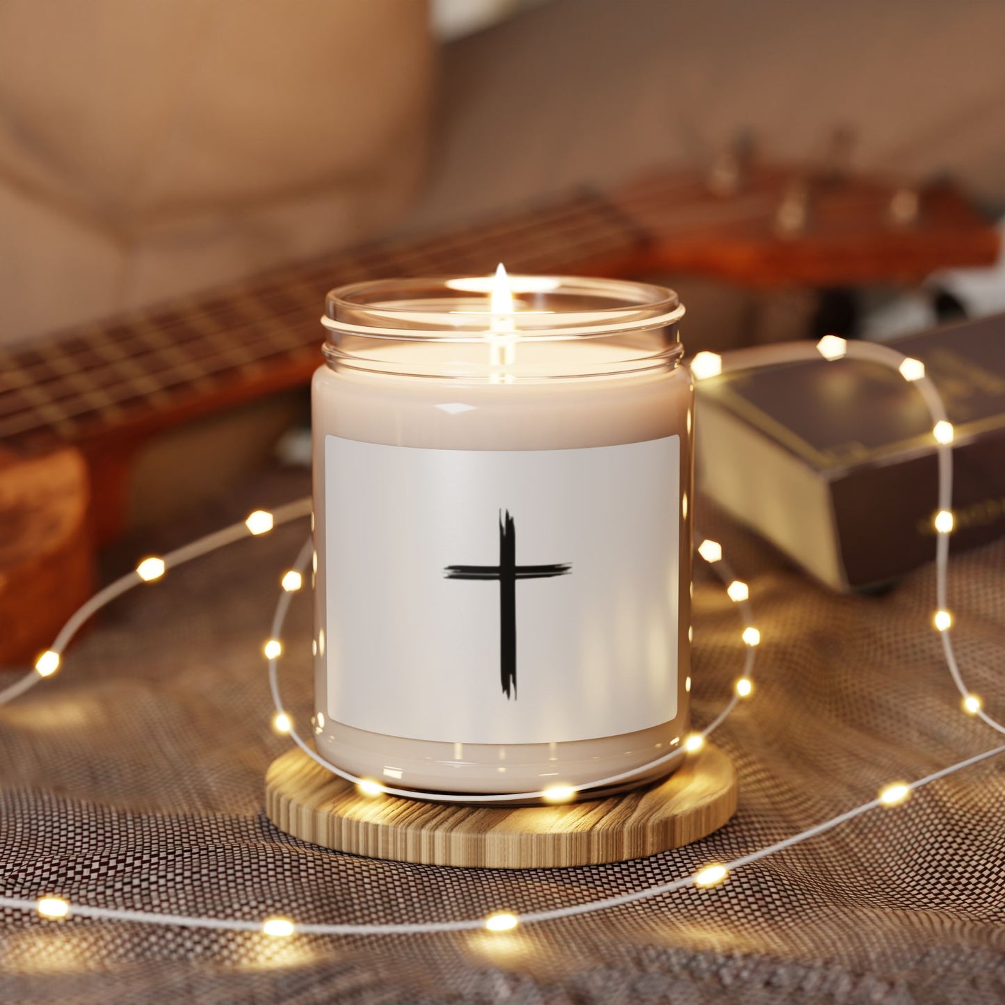 Minimalist Cross Scented Soy Candle - 9oz