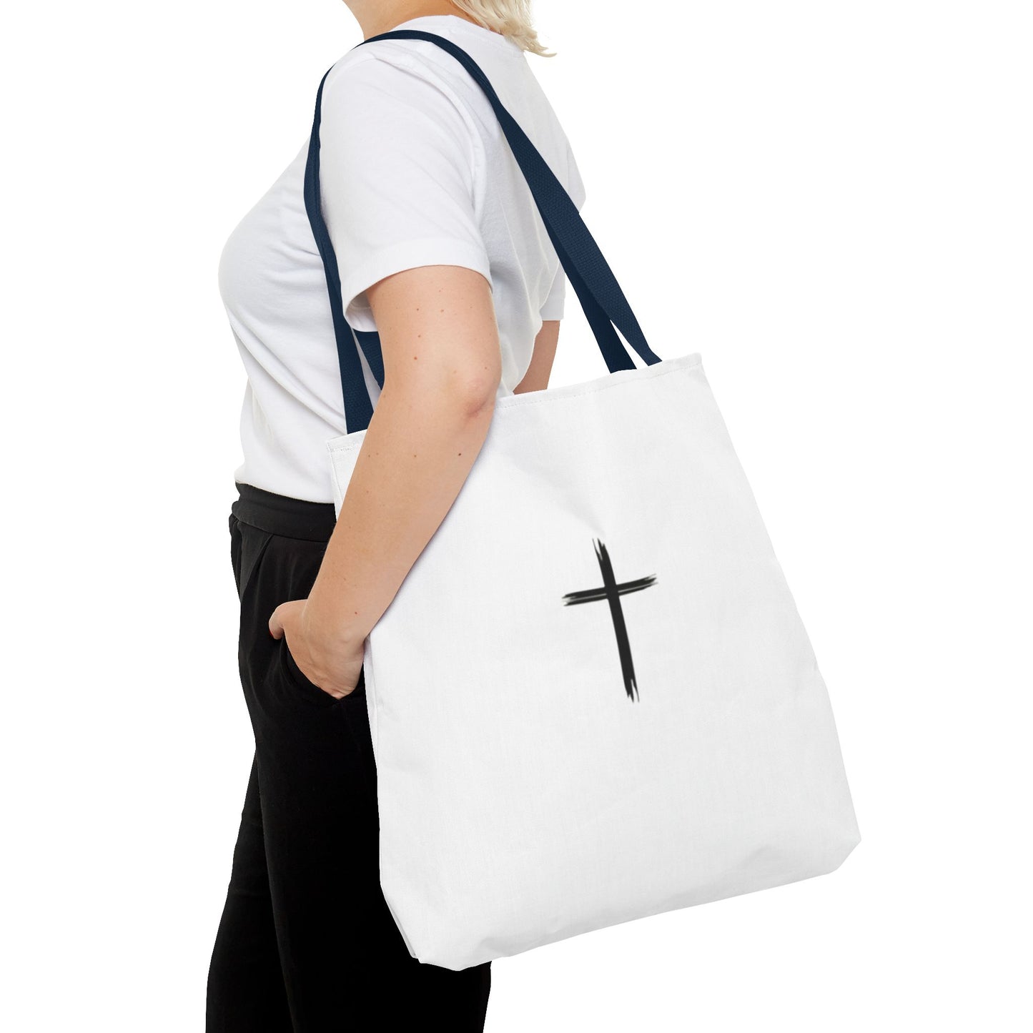 Minimalist Cross Design Tote Bag - Stylish Faith-Inspired Carryall