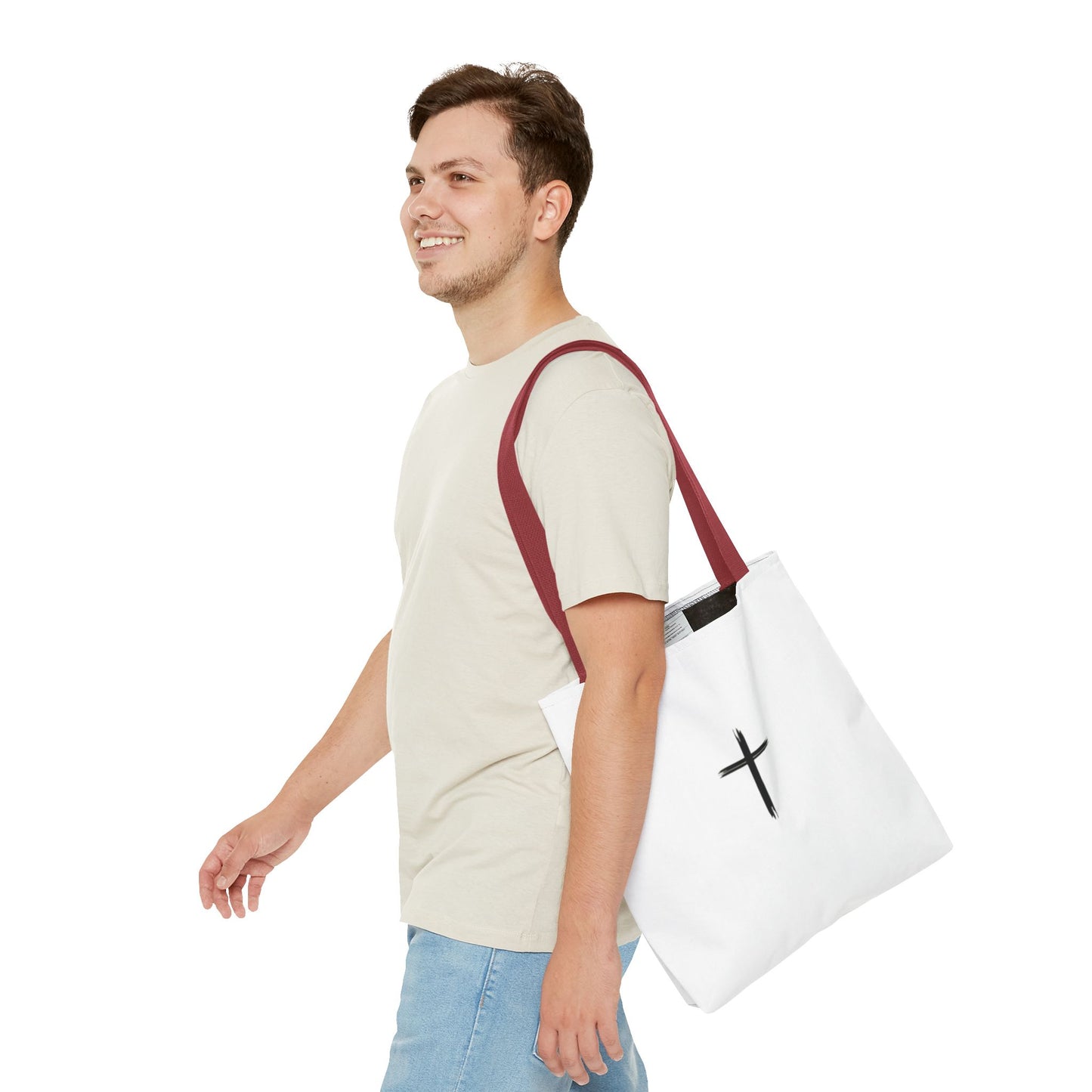 Minimalist Cross Design Tote Bag - Stylish Faith-Inspired Carryall