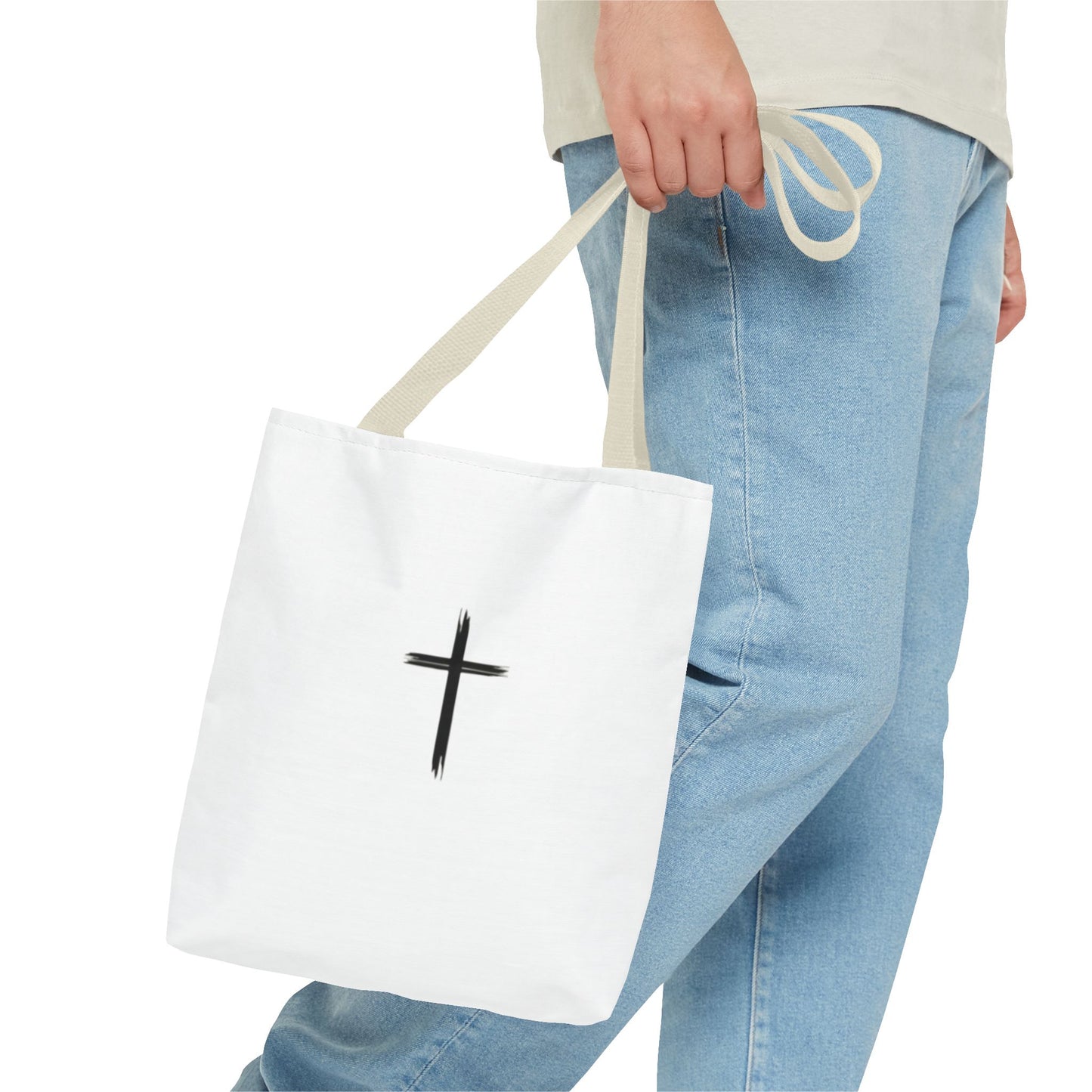 Minimalist Cross Design Tote Bag - Stylish Faith-Inspired Carryall