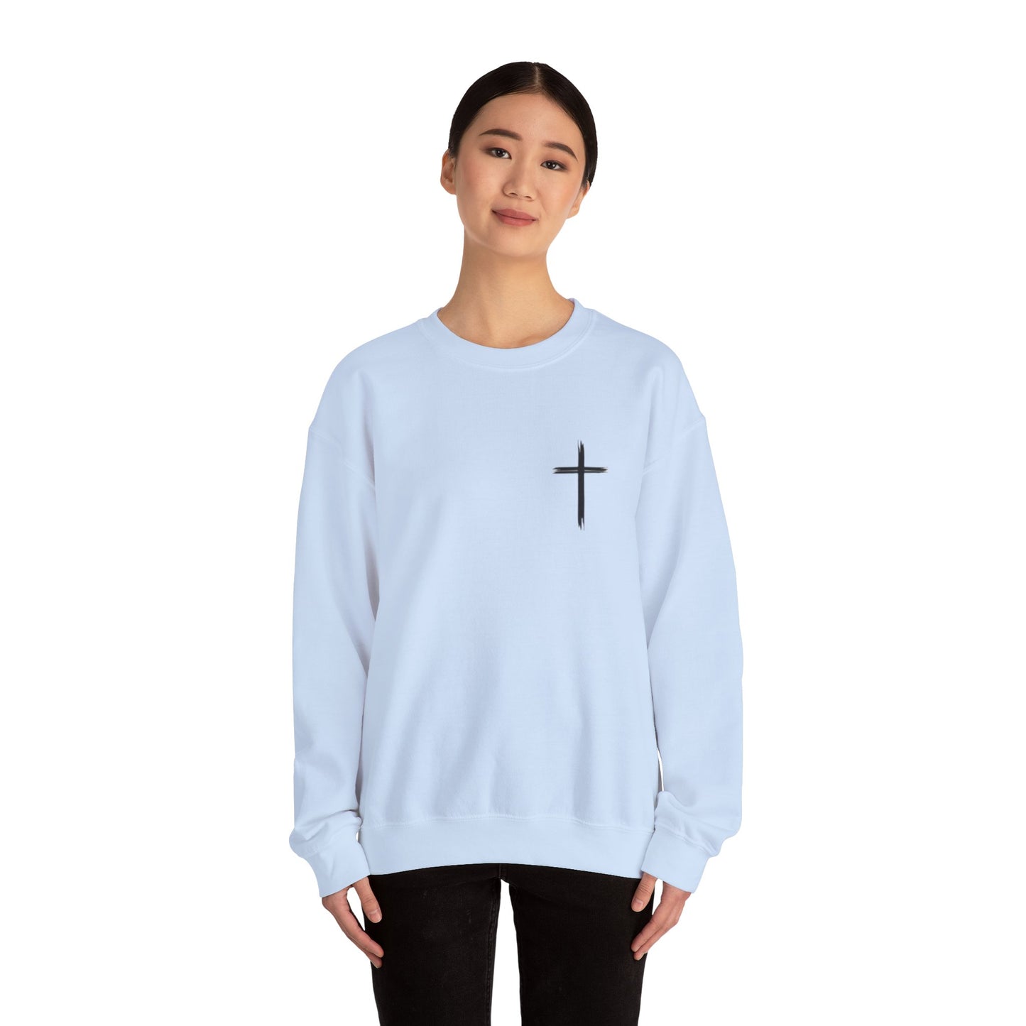 Faith-Inspired Unisex Crewneck Sweatshirt - Minimalist Cross Design