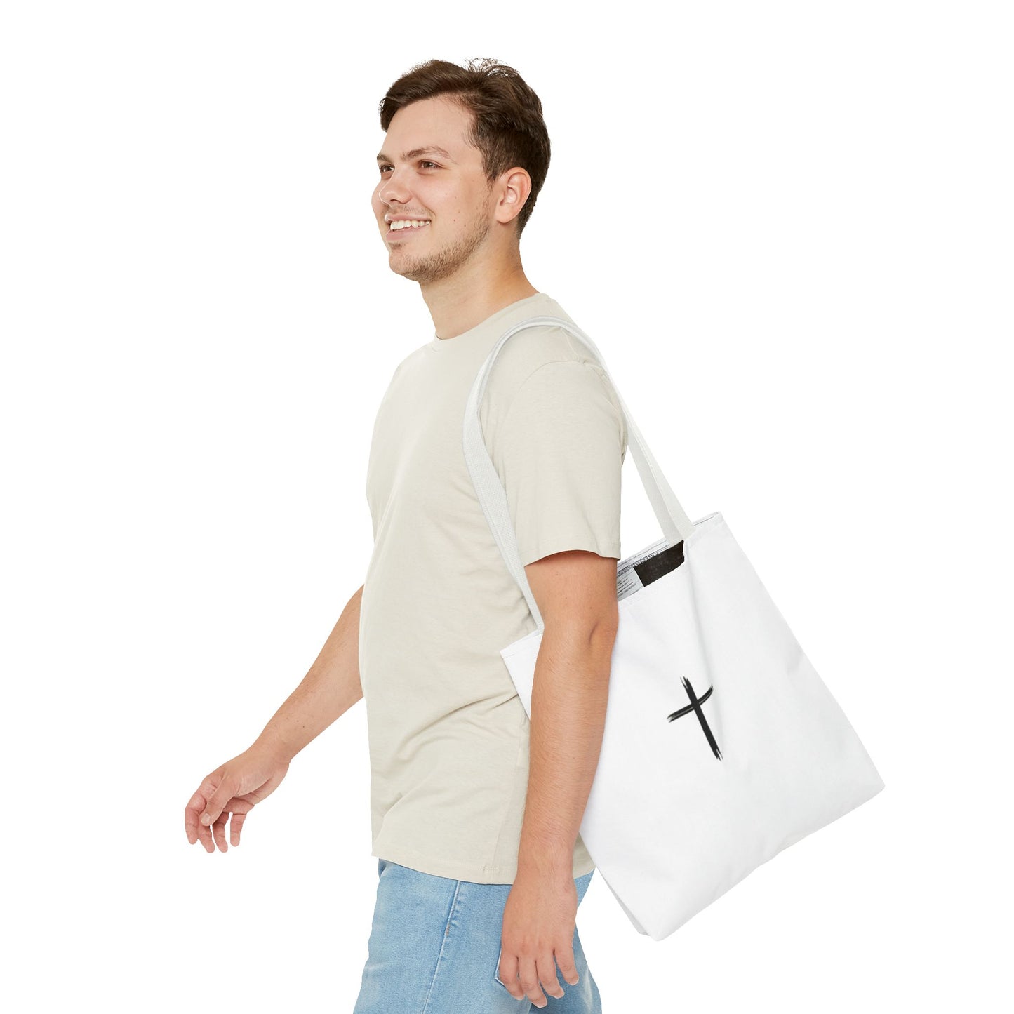 Minimalist Cross Design Tote Bag - Stylish Faith-Inspired Carryall