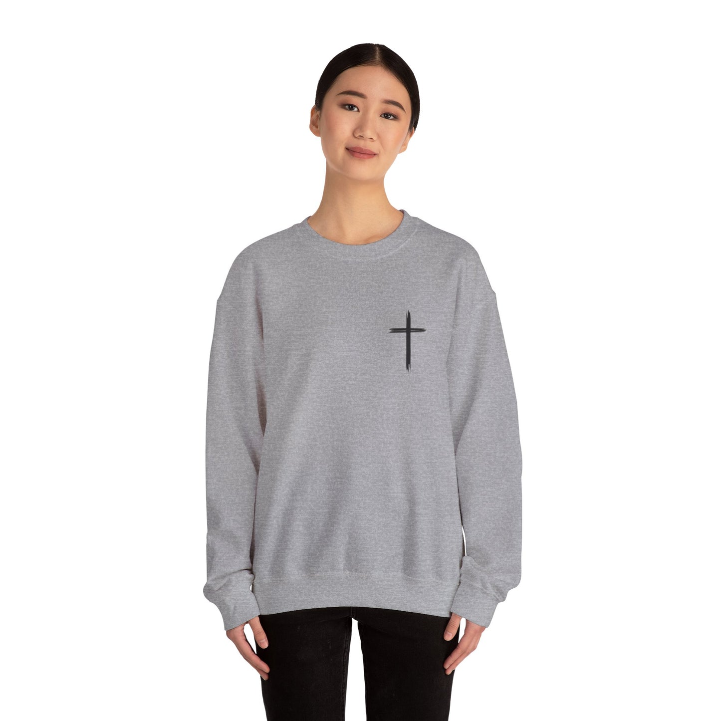 Faith-Inspired Unisex Crewneck Sweatshirt - Minimalist Cross Design