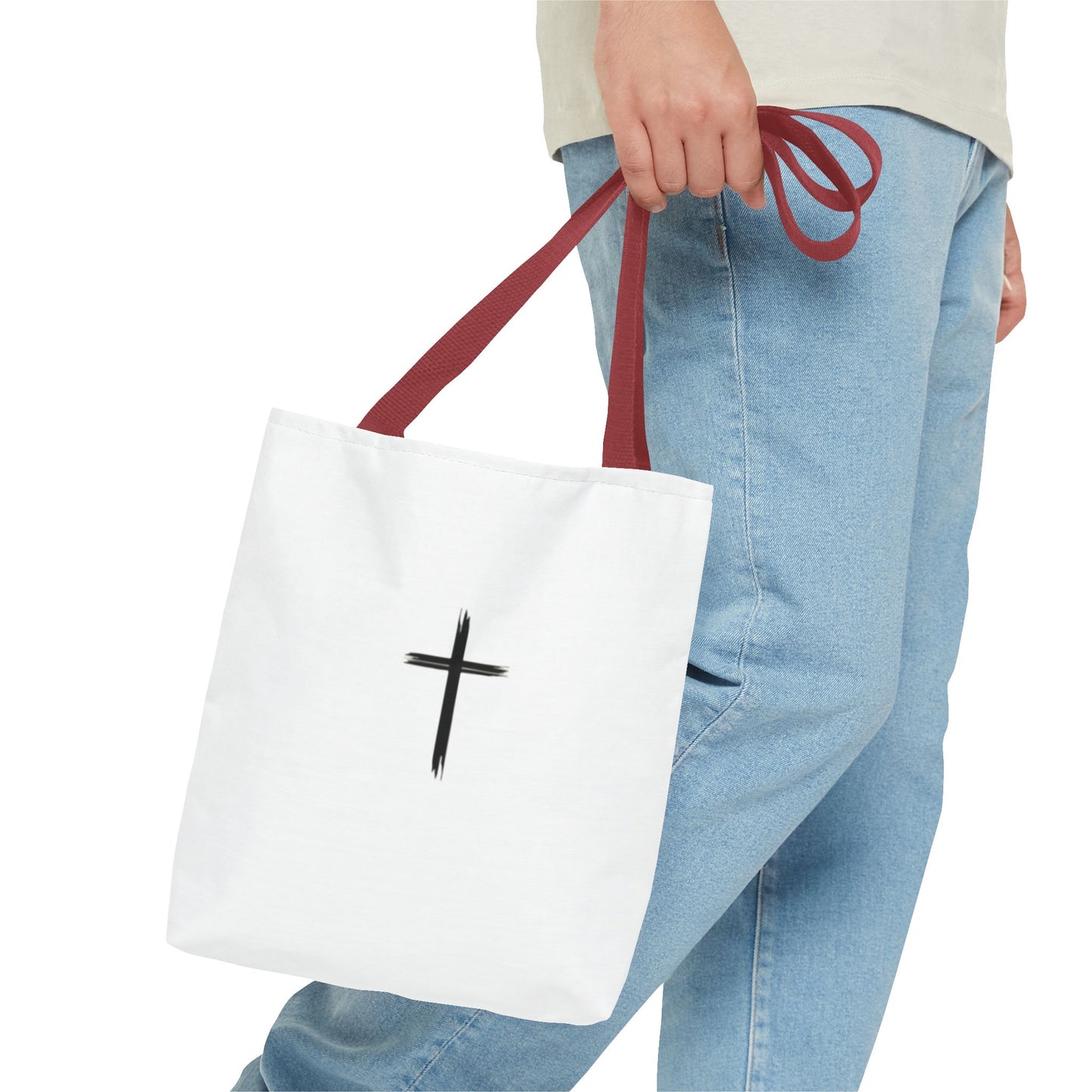 Minimalist Cross Design Tote Bag - Stylish Faith-Inspired Carryall