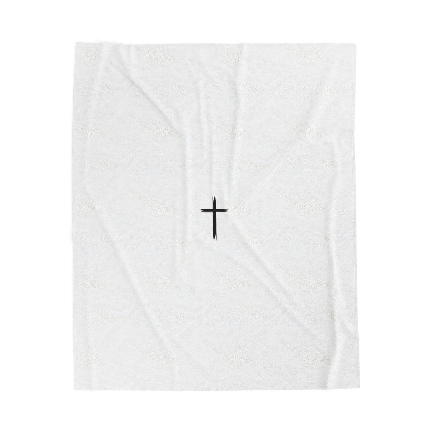 Cozy Velveteen Plush Blanket with Cross Design | Ideal for Spiritual Comfort and Home Decor